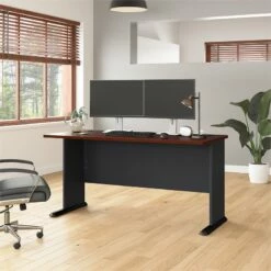 Series A 60W Office Desk In Hansen Cherry And Galaxy - Engineered Wood -CYMAX Sales 13720 5 L