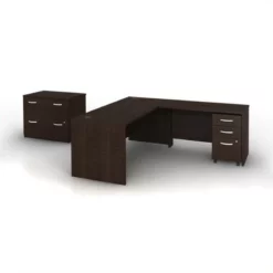 Bush Business Furniture Series C 4-Piece L-Shape Computer Desk In Mocha Cherry