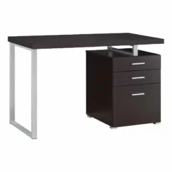 Coaster Brennan Modern 3-Drawer Wood Office Desk In Cappuccino And Silver -CYMAX Sales 1404776 2 L 1
