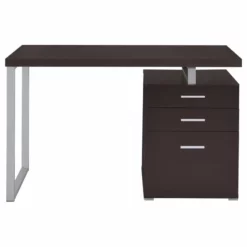Coaster Brennan Modern 3-Drawer Wood Office Desk In Cappuccino And Silver -CYMAX Sales 1404776 4 L 1