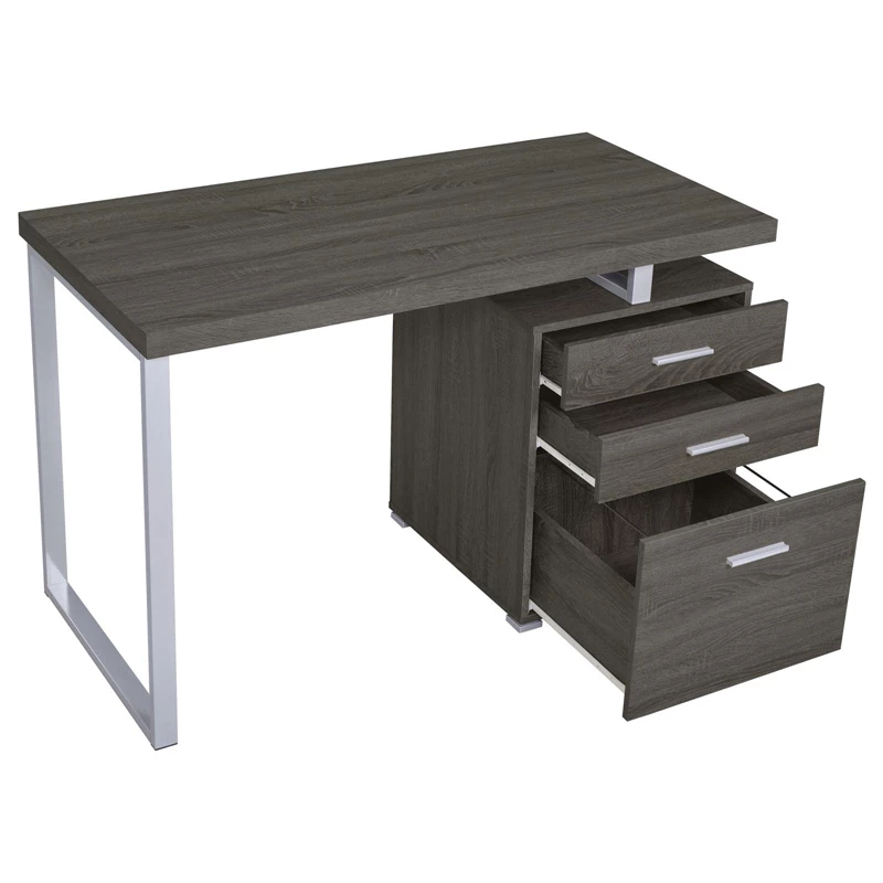 Coaster Brennan 3-Drawer Wood Office Desk Weathered Gray And Silver 12 Coaster Brennan 3-Drawer Wood Office Desk Weathered Gray And Silver - Image 10