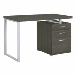 Coaster Brennan Modern 3-Drawer Wood Office Desk In Cappuccino And Silver