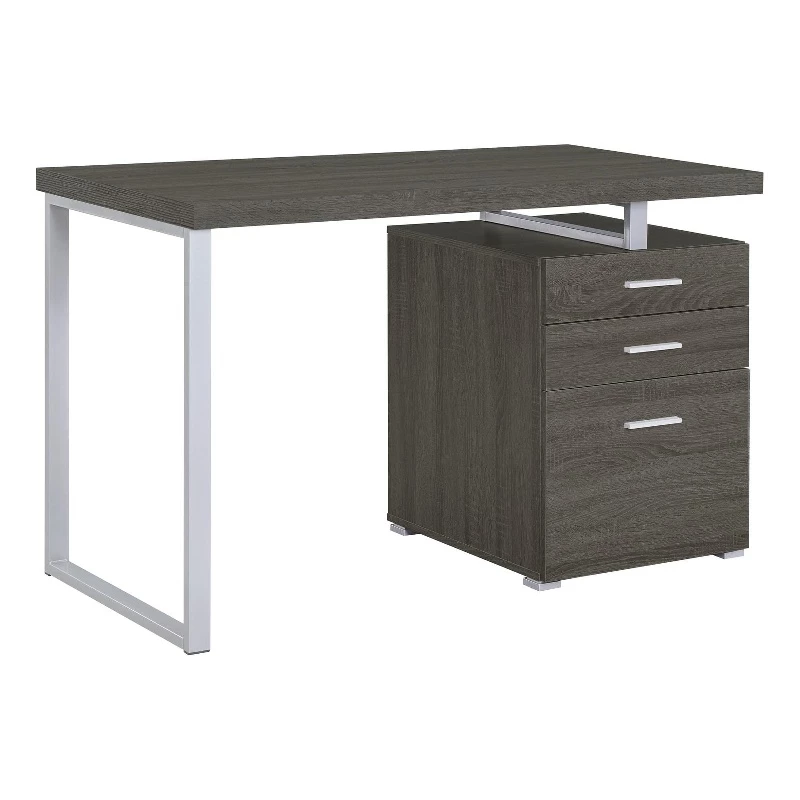 Coaster Brennan 3-Drawer Wood Office Desk Weathered Gray And Silver 3 Coaster Brennan 3-Drawer Wood Office Desk Weathered Gray And Silver