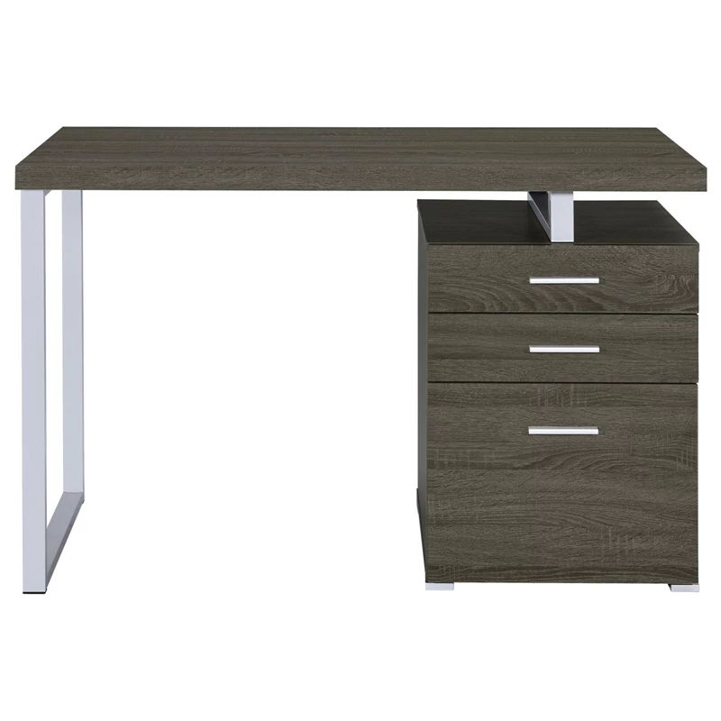 Coaster Brennan 3-Drawer Wood Office Desk Weathered Gray And Silver 5 Coaster Brennan 3-Drawer Wood Office Desk Weathered Gray And Silver - Image 3