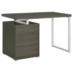 Coaster Brennan Modern 3-Drawer Wood Office Desk In Cappuccino And Silver -CYMAX Sales 1404777 8 L 1