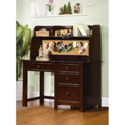 Furniture Of America Dimanche Transitional Solid Wood Kids Desk In Dark Walnut -CYMAX Sales 1445996 2 L