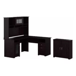 Cabot L Desk With Hutch And Small Cabinet In Modern Gray - Engineered Wood -CYMAX Sales 1451147 14 L