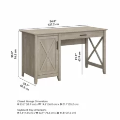 Key West 54W Computer Desk With Storage In Linen White Oak - Engineered Wood -CYMAX Sales 1453745 11 L 2