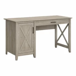 Key West 54W Computer Desk With Storage In Linen White Oak - Engineered Wood