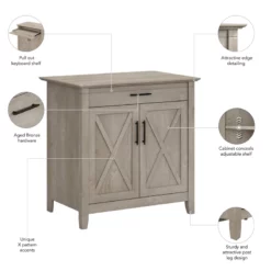 Key West Secretary Desk With Keyboard Tray And Storage Cabinet In Gray 25 Key West Secretary Desk With Keyboard Tray And Storage Cabinet In Gray -CYMAX Sales 1453749 16 L