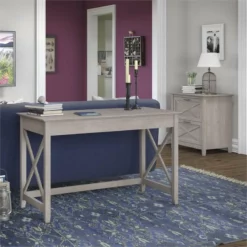 Bush Furniture Key West 48W Writing Desk With Lateral File Cabinet In Gray -CYMAX Sales 1453753 1 L 1