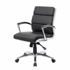 Boss Office CaressoftPlus Executive Mid-Back Chair In Black