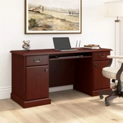 Kathy Ireland Office By Bennington Credenza In Harvest Cherry -CYMAX Sales 1460477 21 L