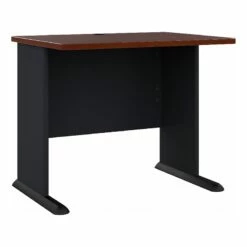Pemberly Row 36" Transitional Engineered Wood Desk In Hansen Cherry/Gray