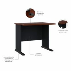 Pemberly Row 36" Transitional Engineered Wood Desk In Hansen Cherry/Gray -CYMAX Sales 1461718 7 L