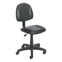 Pemberly Row Leather Adjustable Deluxe Posture Office Chair In Black