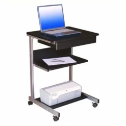 Pemberly Row Metal Computer Student Laptop Desk In Graphite