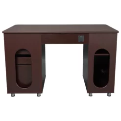 Pemberly Row 48" Transitional Wood Super Storage Computer Desk In Chocolate -CYMAX Sales 1462028 14 L