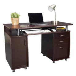 Pemberly Row 48" Transitional Wood Super Storage Computer Desk In Chocolate -CYMAX Sales 1462028 15 L