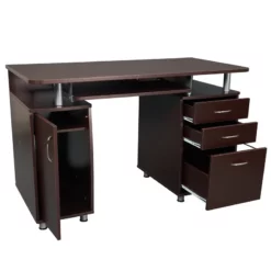Pemberly Row 48" Transitional Wood Super Storage Computer Desk In Chocolate -CYMAX Sales 1462028 16 L