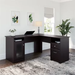 Pemberly Row 60" Modern Engineered Wood L Shaped Computer Desk In Espresso Oak -CYMAX Sales 1462281 11 L
