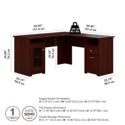 Pemberly Row 60" Modern Engineered Wood L Shaped Computer Desk In Espresso Oak -CYMAX Sales 1462576 13 L