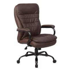 Pemberly Row Faux Leather Seat Height Adjustment Office Chair In Bomber Brown