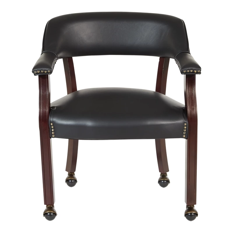 Traditional Visitor Chair In Jamestown Oxblood Red Vinyl And Mahogany Finish 4 Traditional Visitor Chair In Jamestown Oxblood Red Vinyl And Mahogany Finish - Image 2