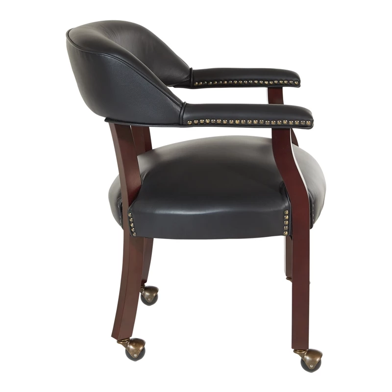 Traditional Visitor Chair In Jamestown Oxblood Red Vinyl And Mahogany Finish 5 Traditional Visitor Chair In Jamestown Oxblood Red Vinyl And Mahogany Finish - Image 3
