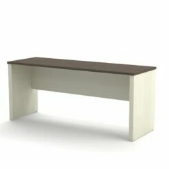 Bestar Prestige Plus Credenza Desk In Bark Gray And Slate