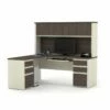 Bestar Prestige Plus L-Desk With Hutch In White Chocolate And Antigua