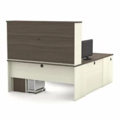 Bestar Prestige Plus U-Desk With Hutch In White Chocolate And Antigua -CYMAX Sales 1464200 3 L
