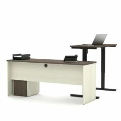 Bestar Prestige Plus Height Adjustable L-Desk In White Chocolate -CYMAX Sales 1464204 2 L