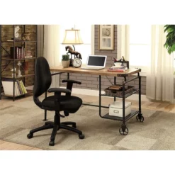 Furniture Of America Jonathan Metal Writing Desk With Casters In Antique Black -CYMAX Sales 1465808 4 L