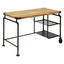 Furniture Of America Jonathan Metal Writing Desk With Casters In Antique Black