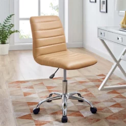 Modway Ripple Modern Vinyl Armless Mid Back Office Chair In Tan 33 Modway Ripple Modern Vinyl Armless Mid Back Office Chair In Tan -CYMAX Sales 1468178 5 L