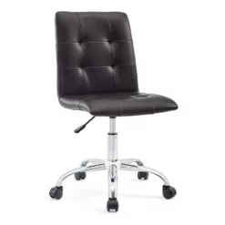 Modway Prim Modern Faux Leather Armless Mid Back Office Chair In Black