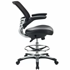 Modway Edge Modern Style Vinyl Drafting Chair In Black Finish -CYMAX Sales 1468215 1 L 1