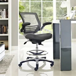 Modway Edge Modern Style Vinyl Drafting Chair In Gray Finish -CYMAX Sales 1468217 3 L