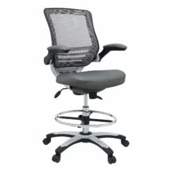 Modway Edge Modern Style Vinyl Drafting Chair In Black Finish
