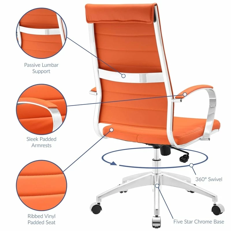 Modway Jive Modern Style Vinyl And Aluminum Highback Office Chair In Terracotta 17 Modway Jive Modern Style Vinyl And Aluminum Highback Office Chair In Terracotta - Image 15