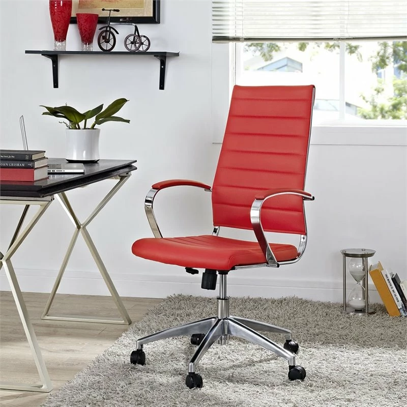 Modway Jive Modern Style Vinyl And Aluminum Highback Office Chair In Red 6 Modway Jive Modern Style Vinyl And Aluminum Highback Office Chair In Red - Image 4