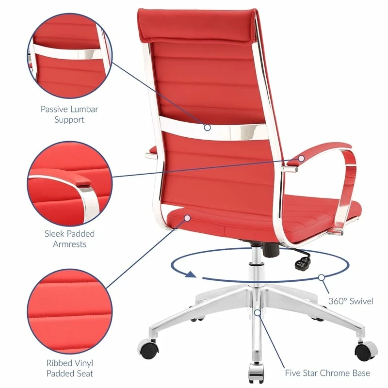 Modway Jive Modern Style Vinyl And Aluminum Highback Office Chair In Terracotta 7 Modway Jive Modern Style Vinyl And Aluminum Highback Office Chair In Terracotta - Image 5
