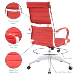 Modway Jive Modern Style Vinyl And Aluminum Highback Office Chair In Red 26 Modway Jive Modern Style Vinyl And Aluminum Highback Office Chair In Red -CYMAX Sales 1468231 4 L