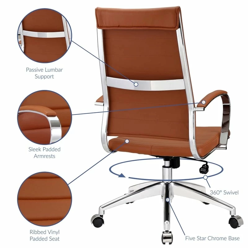 Modway Jive Modern Style Vinyl And Aluminum Highback Office Chair In Terracotta 12 Modway Jive Modern Style Vinyl And Aluminum Highback Office Chair In Terracotta - Image 10