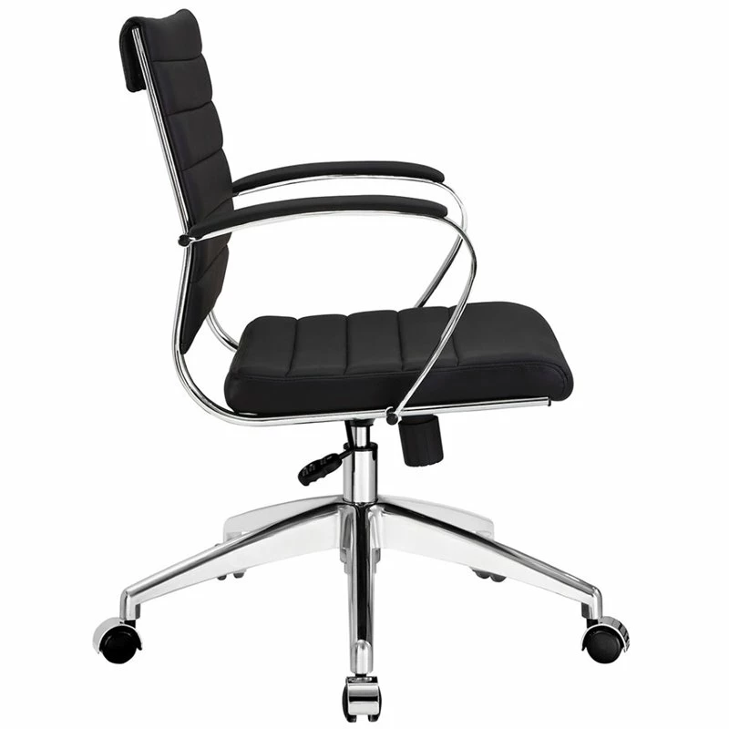 Modway Jive Modern Mid Back Vinyl & Aluminum Office Chair In Gray/Chrome 4 Modway Jive Modern Mid Back Vinyl & Aluminum Office Chair In Gray/Chrome - Image 2