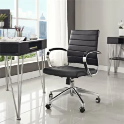 Modway Jive Modern Mid Back Vinyl & Aluminum Office Chair In Gray/Chrome 25 Modway Jive Modern Mid Back Vinyl & Aluminum Office Chair In Gray/Chrome -CYMAX Sales 1468235 3 L