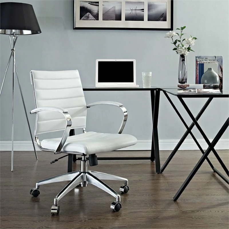 Modway Jive Modern Mid Back Vinyl & Aluminum Office Chair In Gray/Chrome 11 Modway Jive Modern Mid Back Vinyl & Aluminum Office Chair In Gray/Chrome - Image 9