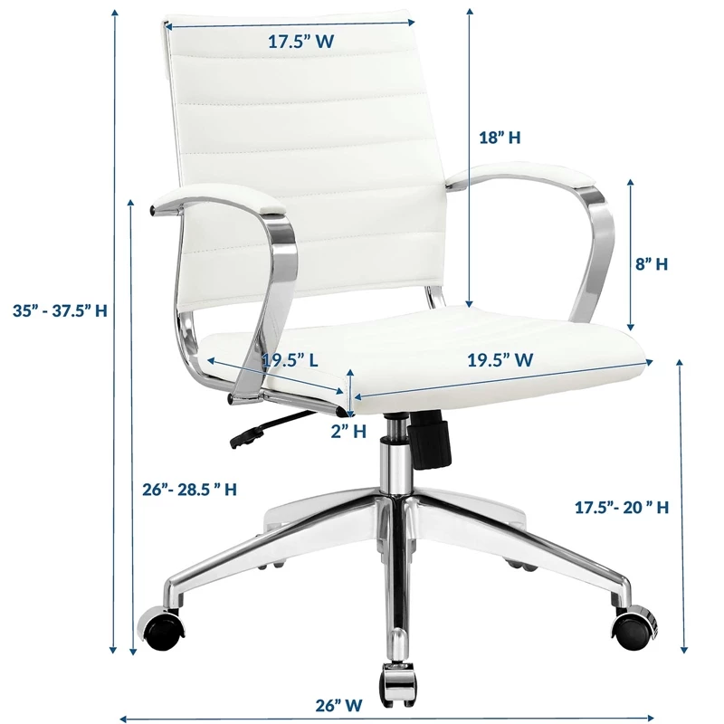 Modway Jive Modern Mid Back Vinyl & Aluminum Office Chair In Gray/Chrome 12 Modway Jive Modern Mid Back Vinyl & Aluminum Office Chair In Gray/Chrome - Image 10