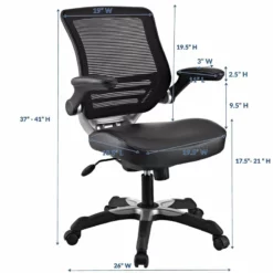 Modway Edge Modern Style Leatherette Office Chair - Black Finish -CYMAX Sales 1468261 5 L 1